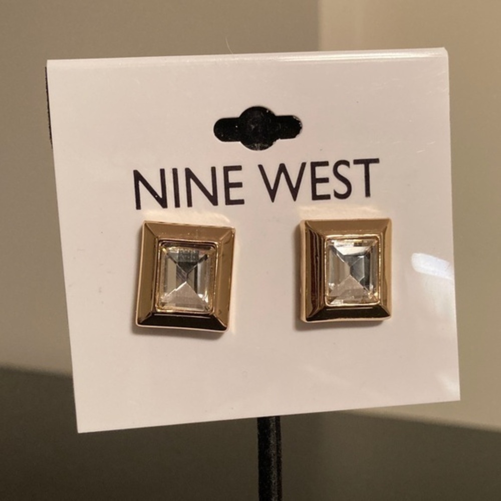 Nine West Gold Framed Silver Earrings